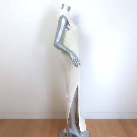 Aya Muse Berin Mock Neck Knit Maxi Dress Ivory Cotton-Blend Size Small NEW - Picture 3 of 7